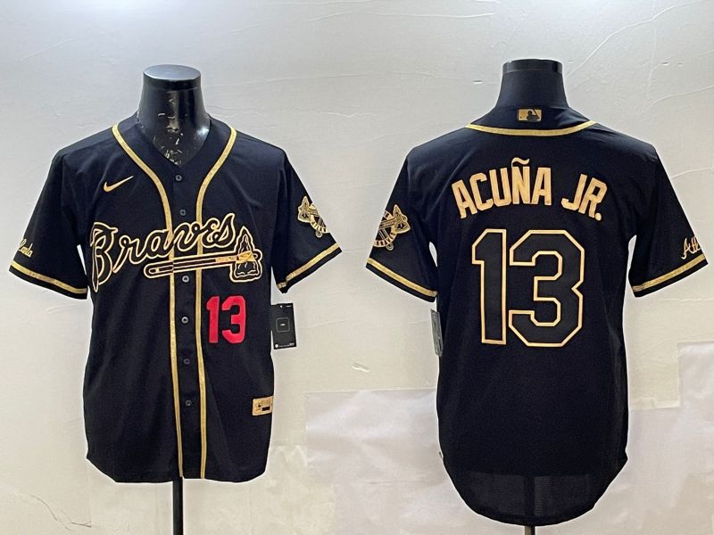 Men Atlanta Braves #13 Acuna jr Black Gold Game Nike 2025 MLB Jersey style 505->atlanta braves->MLB Jersey